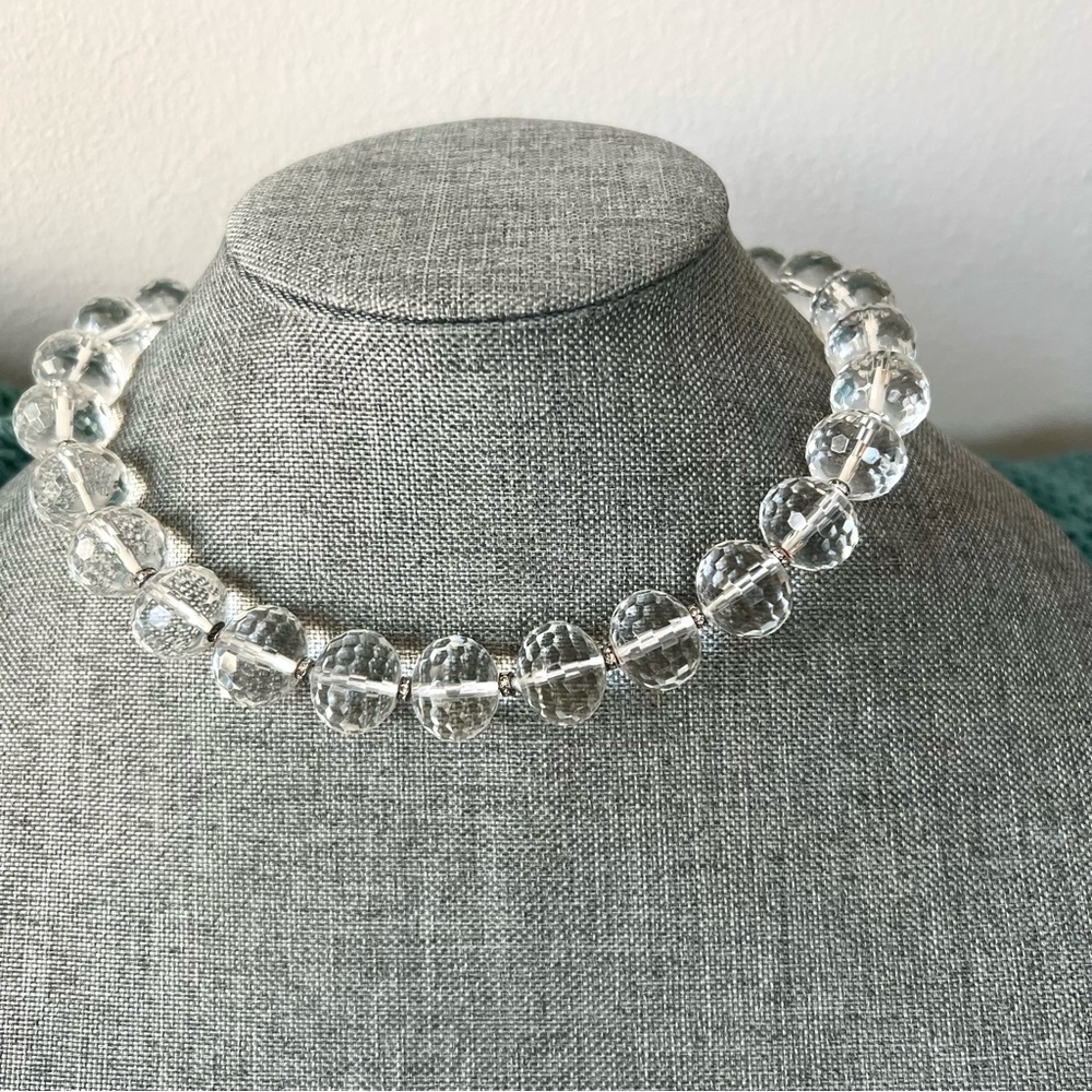 Stunning Crystal bead necklace with strong magnet cz stone closure- show…
